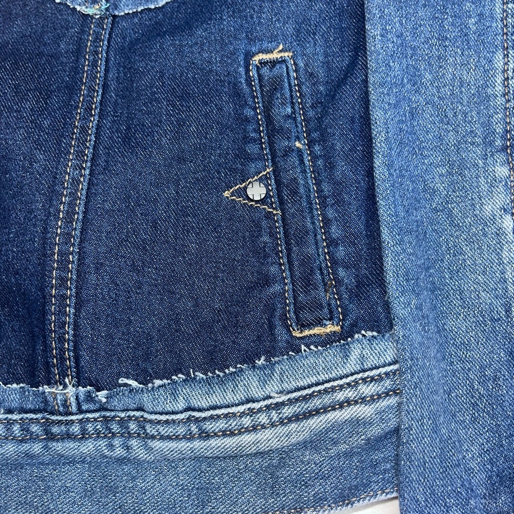 liver pool losangeles patch work frayed denim jacket size medium new with tags - Picture 8 of 15